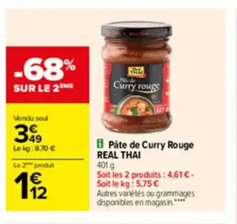 Carrefour Påte De Curry Rouge Real Thai offre