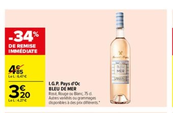 Carrefour I.G.P. Pays D'oc Bleu De Mer offre