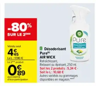 Carrefour Désodorisant Pure Air Wick offre