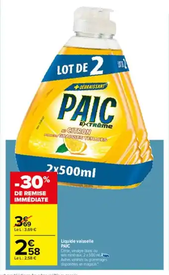 Carrefour Liquide Vaisselle Paic offre