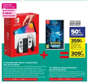 Carrefour Console Nintendo "Switch" (Modéle) OLED, Avec Joy-Con Blancs offre