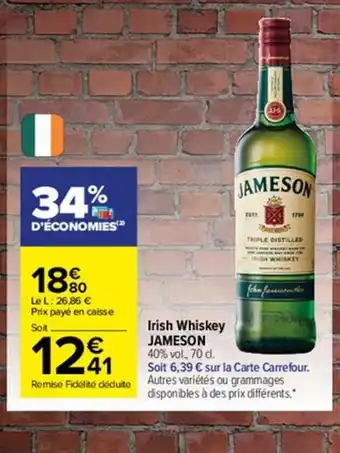 Carrefour Market Irish Whiskey Jameson offre