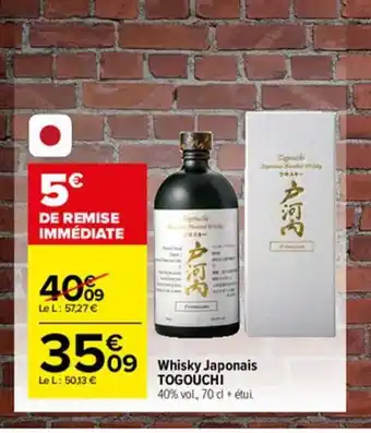 Carrefour Market Whisky Japonais Togouchi offre