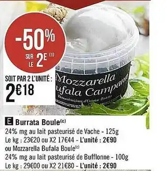 Casino Supermarchés Burrata Boule offre
