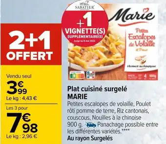 Carrefour Marie plat cuisiné surgelé offre