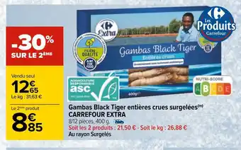 Carrefour gambas black tiger entières crues surgelées