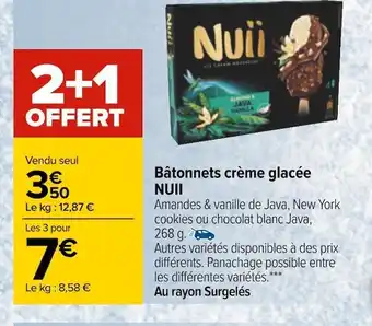 Carrefour Nuii bâtonnets crème glacée offre