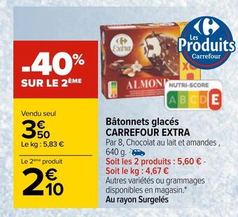 Carrefour Carrefour extra bâtonnets glacés offre