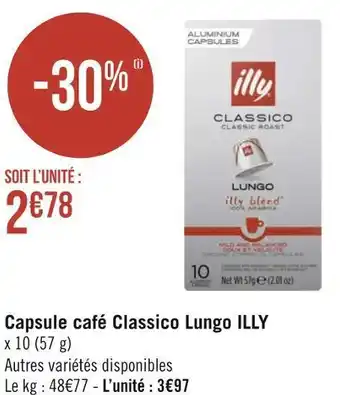 Illy capsule café classico lungo