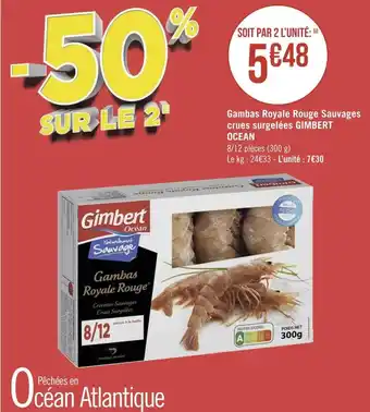 Géant Casino Gimbert ocean gambas royale rouge sauvages crues surgelées offre