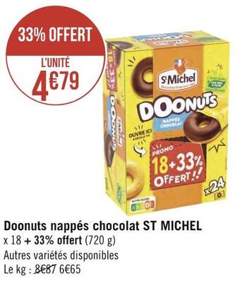Géant Casino St michel doonuts nappés chocolat offre