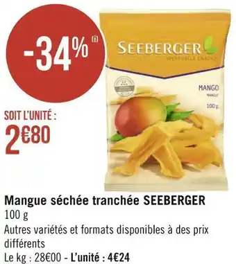 Géant Casino Seeberger mangue séchée tranchée offre