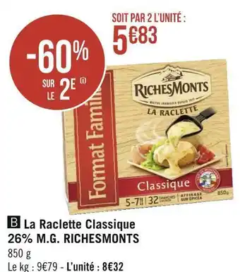 Richesmonts la raclette classique 26% m.g.