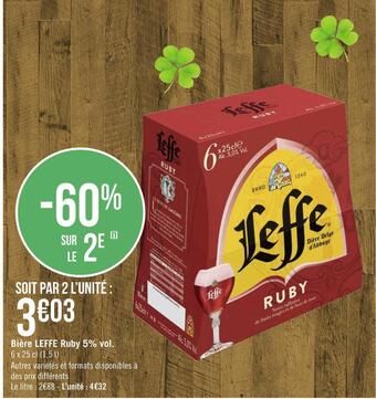 Géant Casino Bière leffe ruby 5% vol. offre