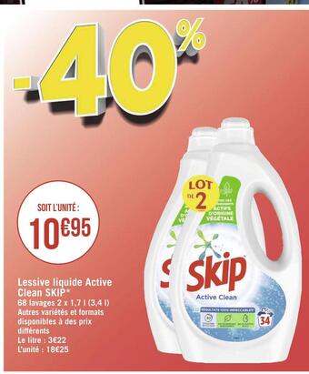 Géant Casino Skip lessive liquide active clean* offre