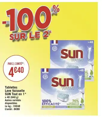 Géant Casino Sun tablettes lave vaisselle tout en 1* offre