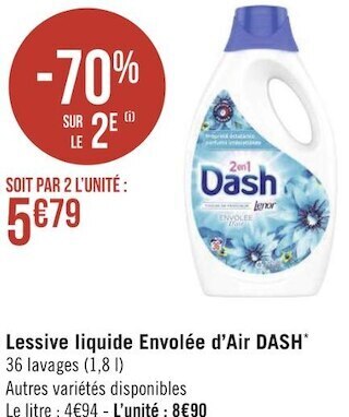 Géant Casino Dash lessive liquide envolée d’air* offre