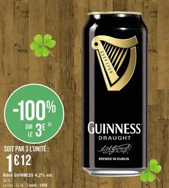 Géant Casino Guinness bière guinness 4,2% vol. offre
