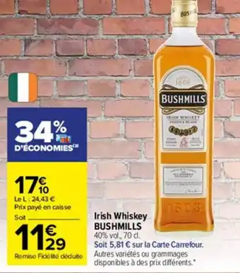 Carrefour Market Irish whiskey BUSHMILLS offre