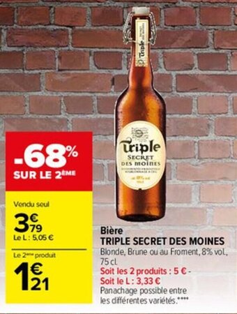 Carrefour Market Bière TRIPLE SECRET DES MOINES offre