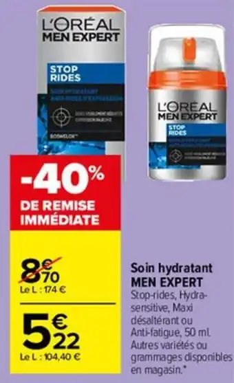 Carrefour Market Soin hydratant MEN EXPERT offre