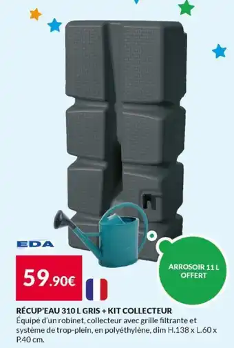 Récup'eau 310 L gris + kit collecteur