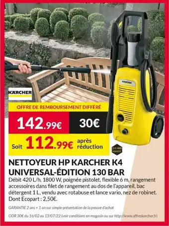 Les Briconautes Nettoyeur HP karcher K4 offre