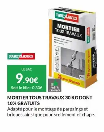 Mortier tous travaux 30 KG dont 10% gratuits