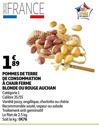 Auchan Pomme de terre de consommation à chair ferme offre
