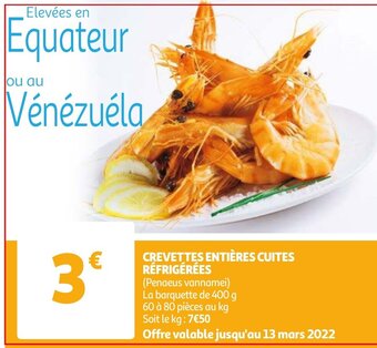 Auchan Crevettes entières cuites réfrigérées offre
