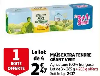 Auchan Maïs extra tendre géant vert offre