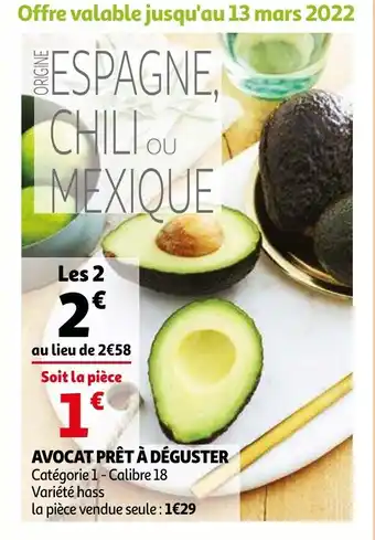 Auchan Avocat prêt à déguster offre