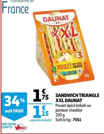 Auchan Sandwich Triangle XXL Daunat offre