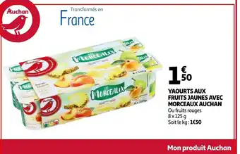 Auchan Yaourts aux Fruits Jaunes Avec Morceaux Auchan offre