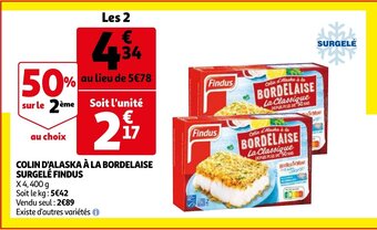 Auchan Colin d'Alaska à la Bordelaise Surgelé Findus offre