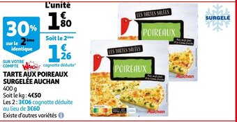 Auchan Tarte aux Poireaux Surgelée Auchan offre