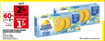 Auchan Biscuits sans sucre sésame saveur vanile Gerblé offre