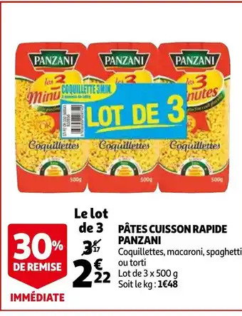 Auchan Pâtes Cuisson Rapide Panzani offre