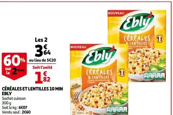Auchan Céréales et Lentillés 10 Min Ebly offre