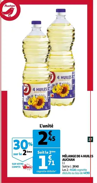 Auchan Mélange de 4 huiles Auchan offre