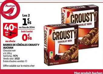 Auchan Barres de Céréales Crousty Auchan offre