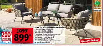 Auchan Salon Bas de Jardin 4 Personnes Capri offre