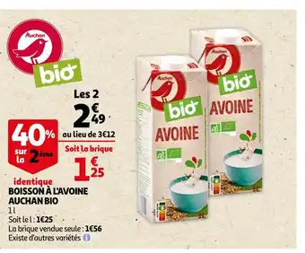 Auchan Auchan boisson à l'avoine bio offre