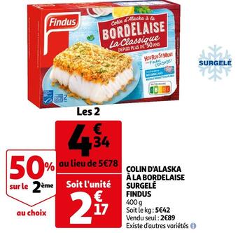 Auchan Findus colin d'alaska à la bordelaise surgelé offre