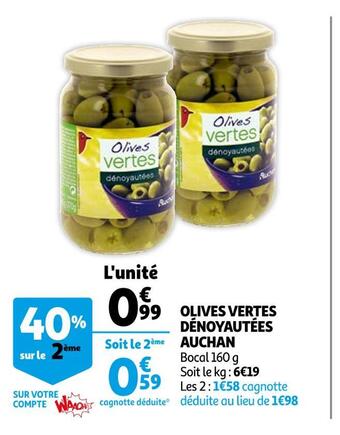 Auchan Auchan olives vertes dénoyautées offre