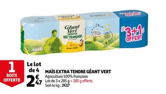 Auchan Géant vert maïs extra tendre offre