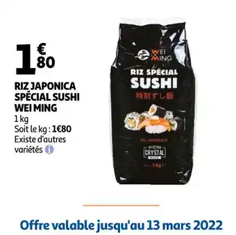 Auchan Wei ming riz japonica spécial sushi offre