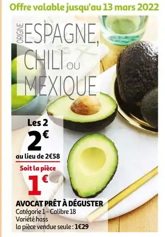 Auchan Avocat prêt à déguster offre