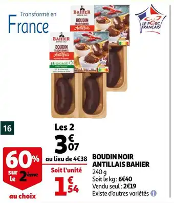 Auchan Bahier boudin noir antillais offre