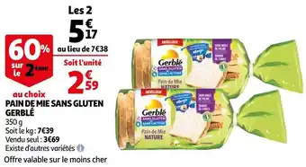 Auchan Gerblé pain de mie sans gluten offre